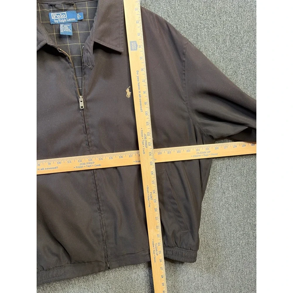 Polo Ralph Lauren Mens Black Harrington Jacket‎ L Windowpane Lining Windbreaker